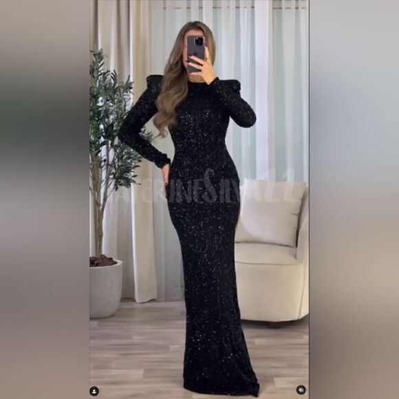 ZARA SHOULDER PAD SEQUIN DRESS - Picture 11 of 16